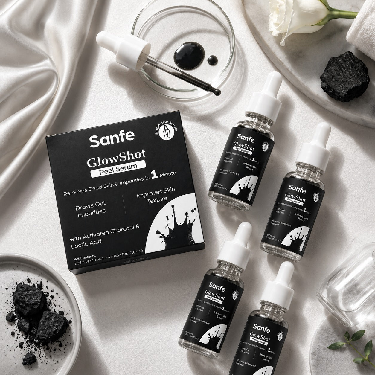 Sanfe GlowShot Peel Serum – 1-Minute Advanced Exfoliating Treatment