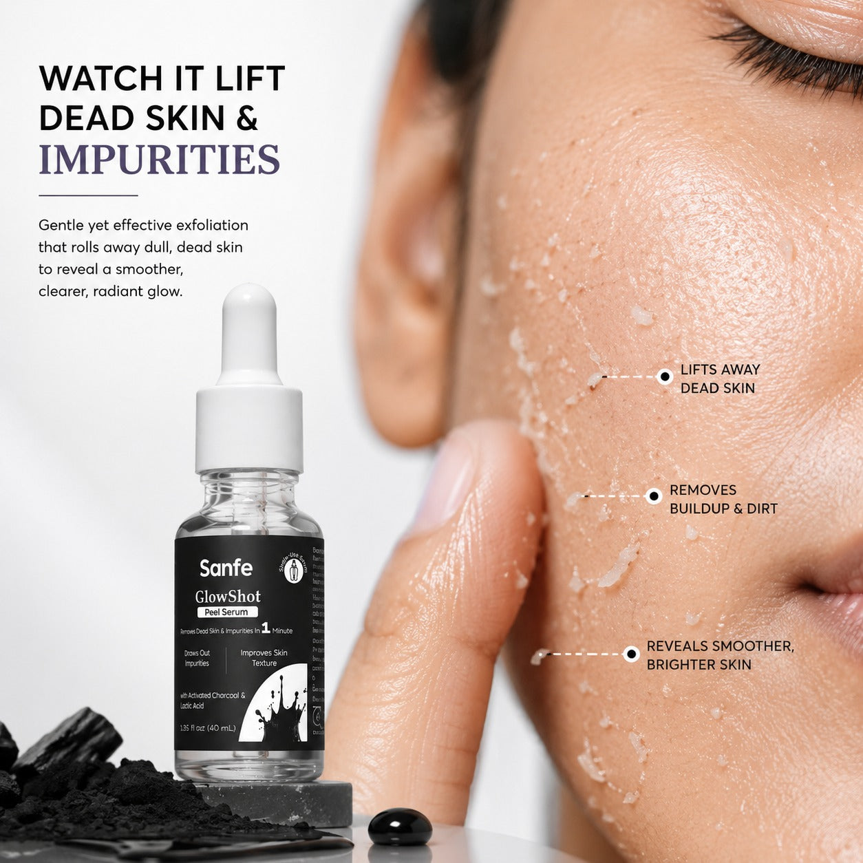 Sanfe GlowShot Peel Serum – 1-Minute Advanced Exfoliating Treatment