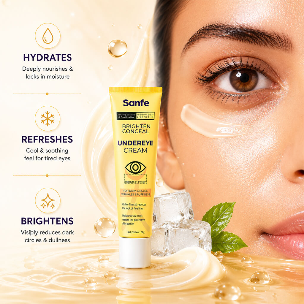Sanfe Brighten & Conceal Undereye Cream | For dark Circles, wrinkles & Puffiness - 20g