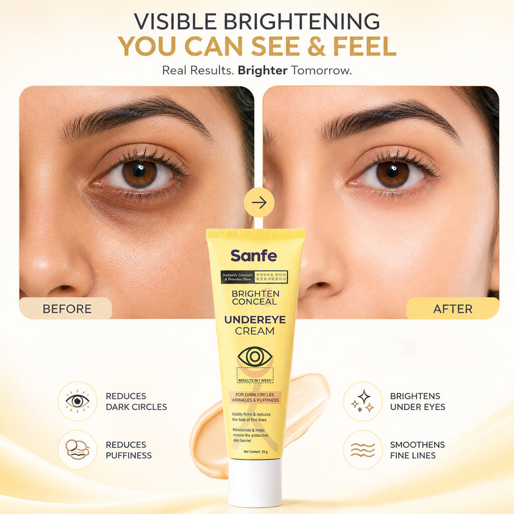 Sanfe Brighten & Conceal Undereye Cream | For dark Circles, wrinkles & Puffiness - 20g